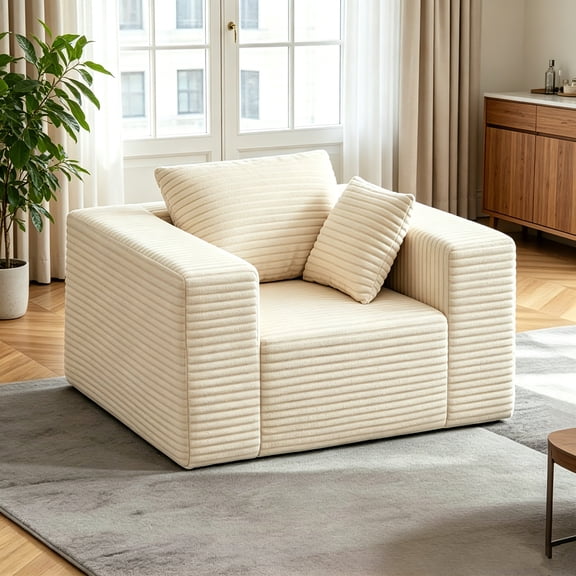 AUU Boneless Sofa Chair  No Assembly Couch in a Box, Memory Foam Mini Cloud Reading Chair with Throw Pillow for Living Room, Bedroom, or Small Space