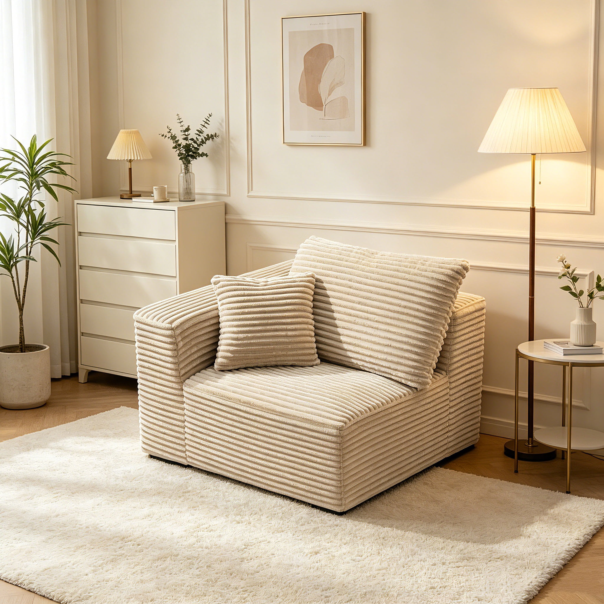 AUU Camel Corduroy Modular Compression Floor Sofa – Legless Armless ...