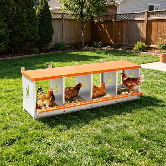 AUU Metal Wall-Mount Nesting Box for Hens & Ducks, Vented Galvanized Steel, Easy Egg Collection & Assembly, Orange