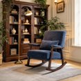 Designer Rocking Stool AUU Mid-Century Modern Rocking Accent Chair with Solid Wood Frame ...