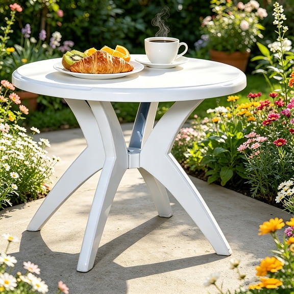 AUU Round Outdoor Patio Table  Multi-Use Coffee Table or Dining Table (Table Only)
