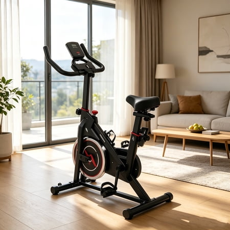 AUU Stationary Indoor Exercise Bike with Monitor – Adjustable Resistance, Comfortable Seat & Handlebars, Portable Home Fitness Cycle