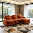 thumbnail image 1 of AUU Teddy Fabric Cloud-Like 3-Seat Modular Sectional Sofa with Curved Backrest and Armrest, Curved Lumbar Pillows, Movable Ottoman, and Supportive Double-Layer Cushion, 1 of 15