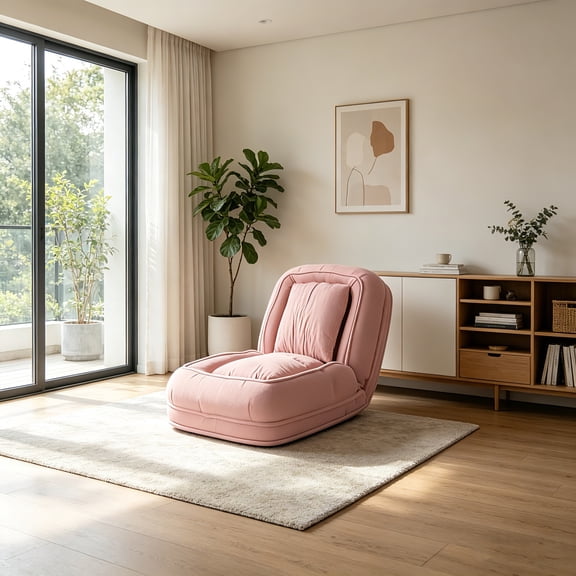 AUU Upholstered Foldable Sofa Bed for Adults and Pets, 5 Adjustable Positions, Lazy Couch with 2 Soft Pillows for Bedroom, Living Room, Reading Corner