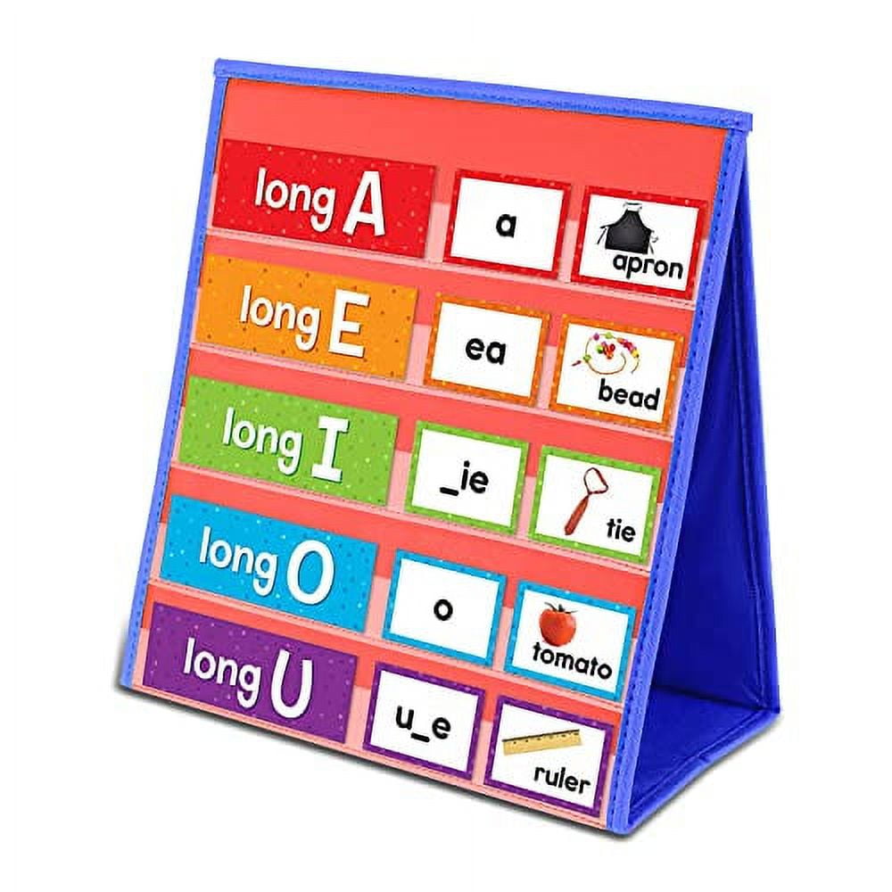 AUVCAS Tabletop Pocket Chart for Classroom, Small Double Sided Pocket