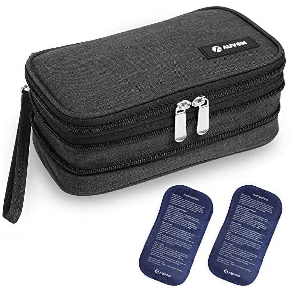 AUVON Insulin Cooler Travel Case, Expandable Insulated Diabetic Bag with 2 * 180g Ice Packs for