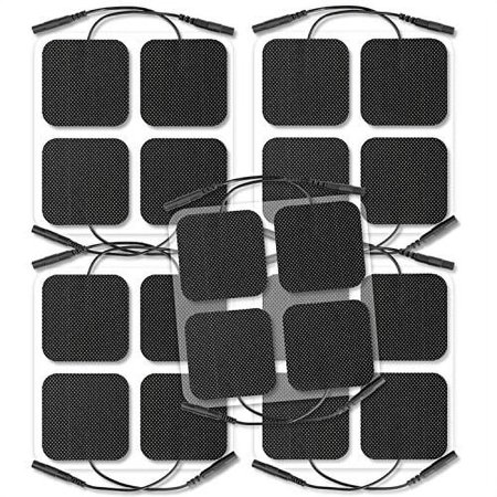 AUVON TENS Unit Pads 2X2 20 Pcs, 3rd Gen Latex-Free Replacement Pads Electrode Patches with Upgraded Self-Stick Performance and Non-Irritating Design for Electrotherapy (Black)
