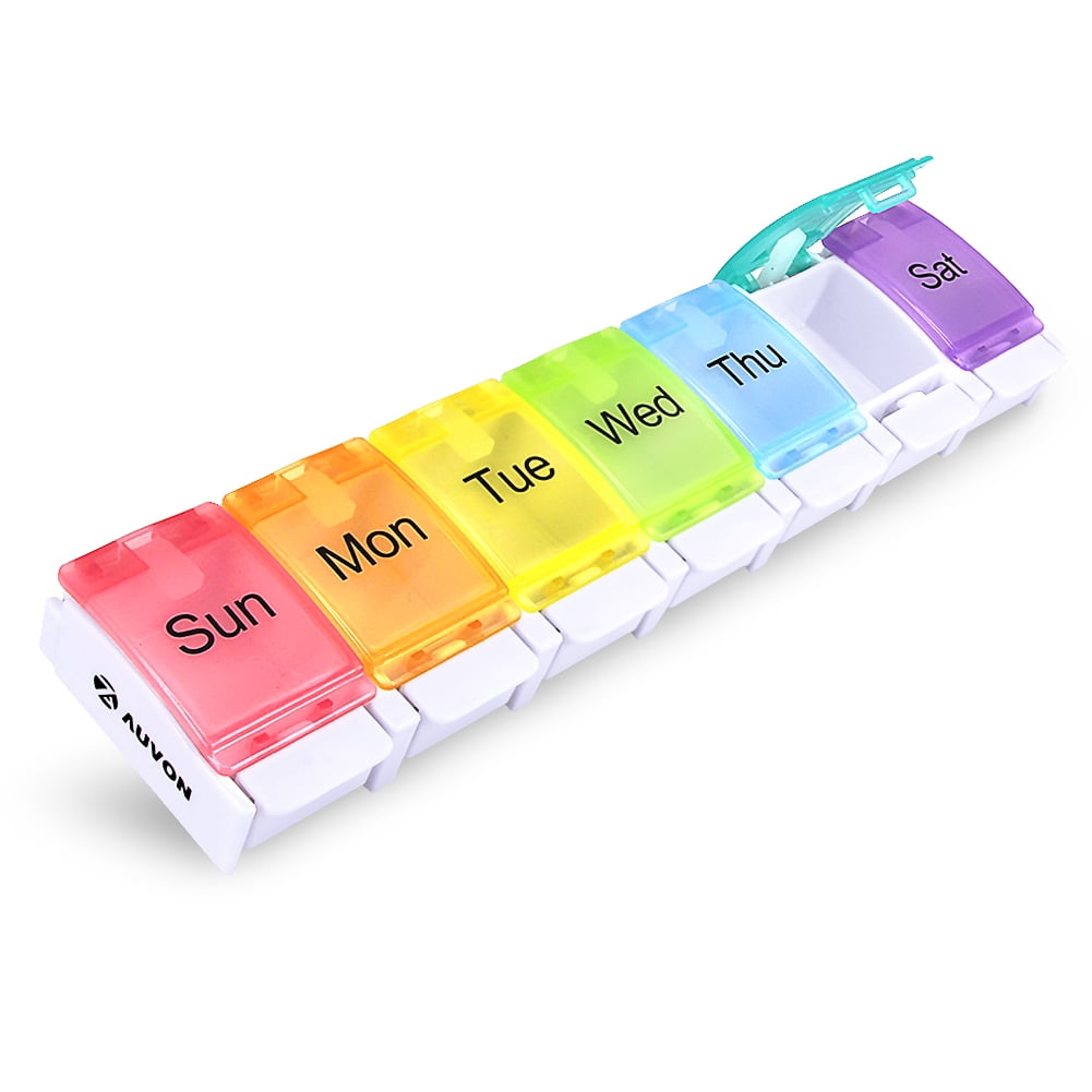AUVON Weekly Pill Organizer, 7 Day Medicine Holder with Daily Dividers