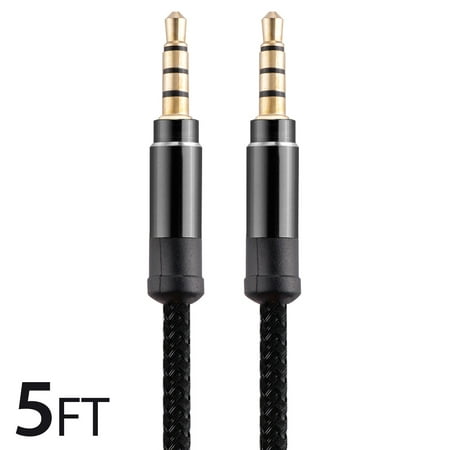 AUX 3.5mm Audio Cable, FreedomTech 3.5mm Male to Male Audio Cable 4 Pole Stereo Aux Cable/Auxiliary Cable/Aux Cord for Headphones, PS4, Smartphone, Tablets, Headset, PC, Laptop (5ft/1.5m)