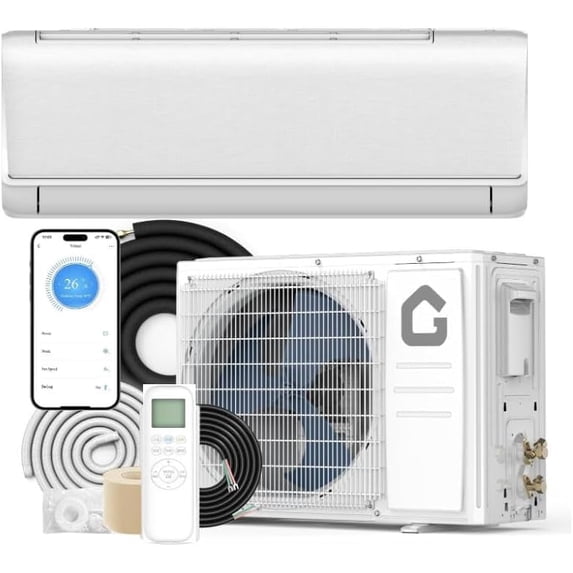 AUX QI Series Mini Split AC, 18000 BTU, SEER2 21, WiFi, 230V, R32, Fast Cooling, 4D Air Circulation, Self-Clean, ECO Mode