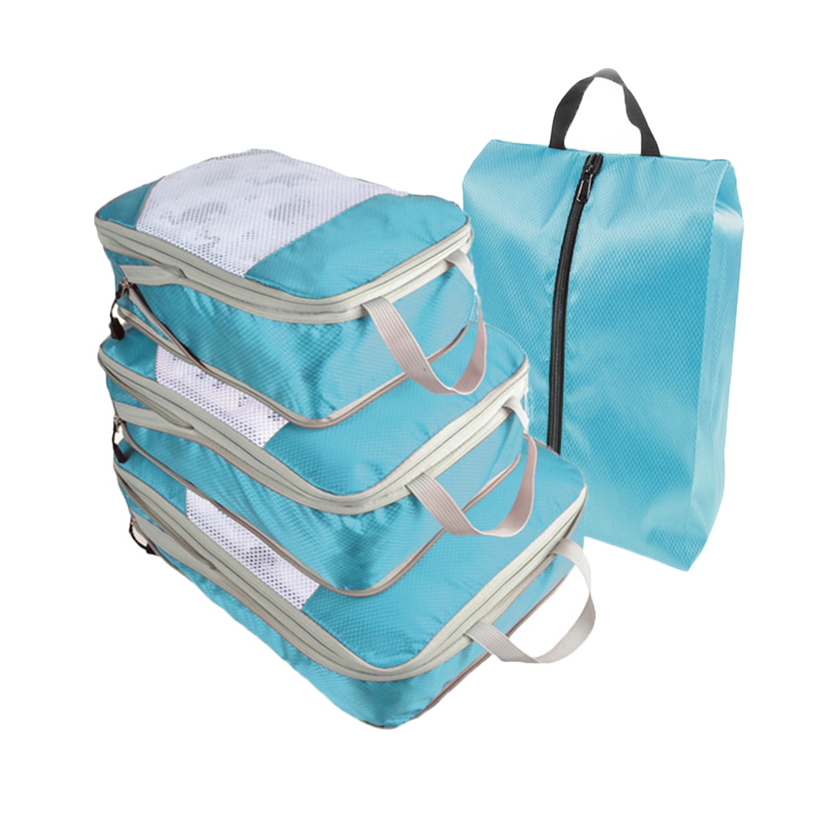 AUXDIQ 4 PCS Compression Packing Cubes Travel Luggage Organizer Bags Set Packing Organizers Compression Suitcase Bag Travel Essential Bag