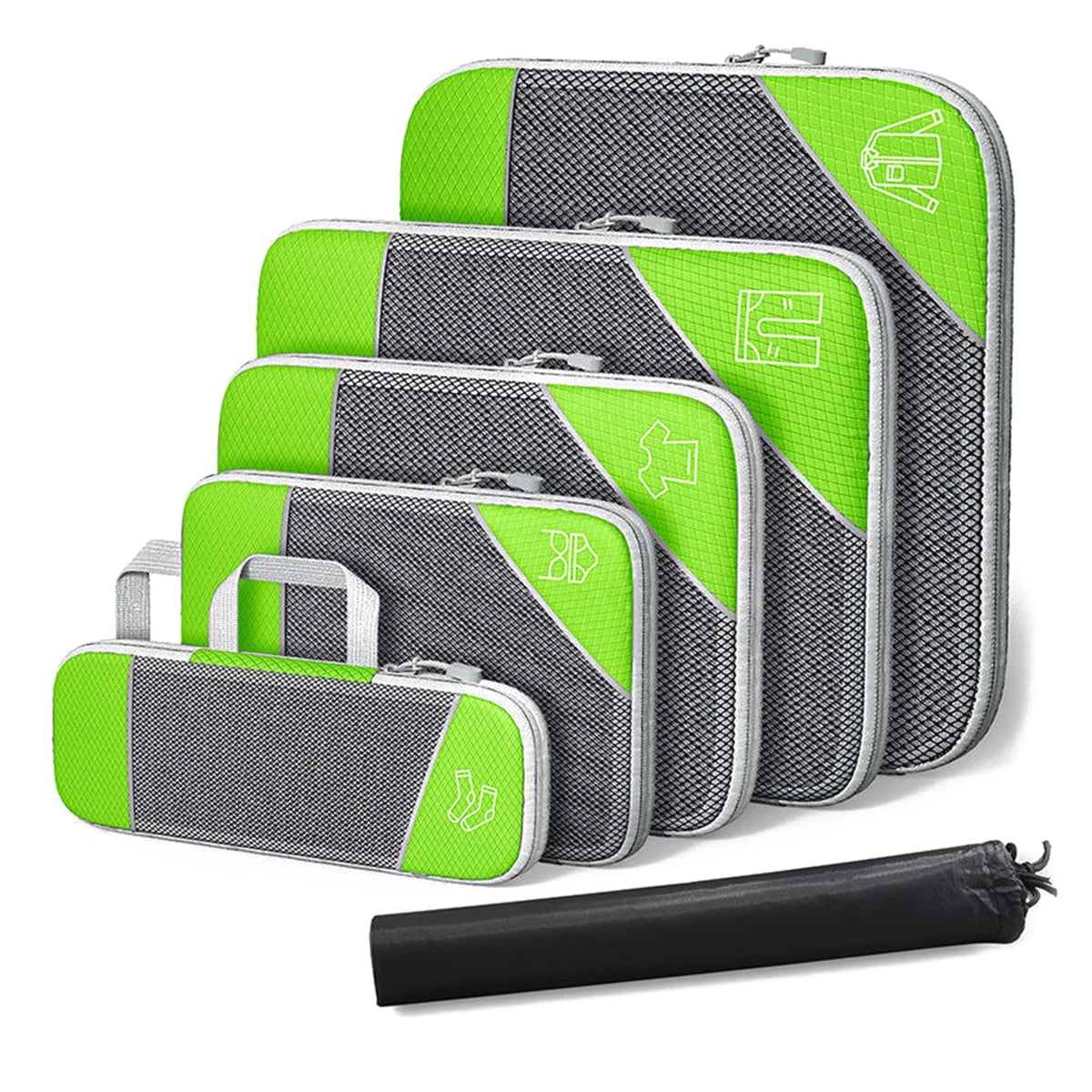 AUXDIQ 6 PCS Compression Packing Cubes Travel Luggage Organizer Bags Set Packing Organizers Compression Suitcase Bag Travel Essential Bag