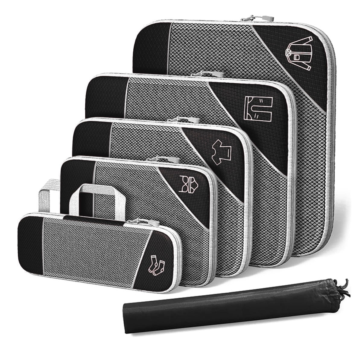 AUXDIQ 6 PCS Compression Packing Cubes Travel Luggage Organizer Bags Set Packing Organizers Compression Suitcase Bag Travel Essential Bag