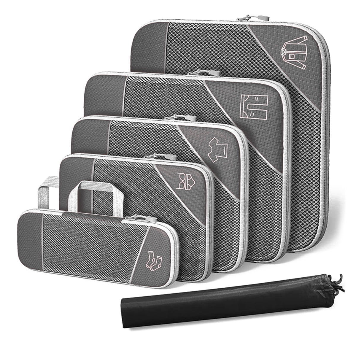 AUXDIQ 6 PCS Compression Packing Cubes Travel Luggage Organizer Bags Set Packing Organizers Compression Suitcase Bag Travel Essential Bag