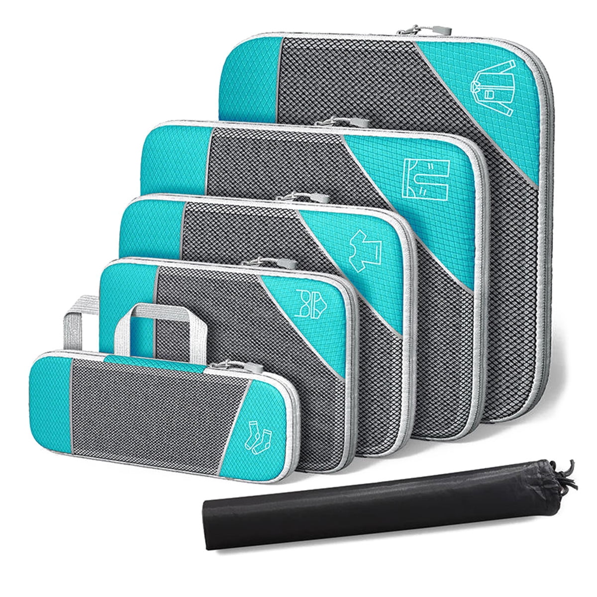 AUXDIQ 6 PCS Compression Packing Cubes Travel Luggage Organizer Bags Set Packing Organizers Compression Suitcase Bag Travel Essential Bag