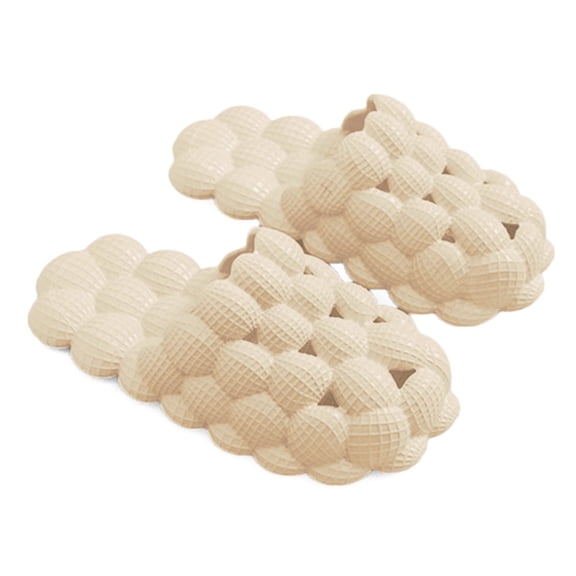 AUXDIQ Bathroom Slippers Women Men Non Slip House Shoes Shower Sandals Beach Pool Slides, Beige, 12/12.5 US