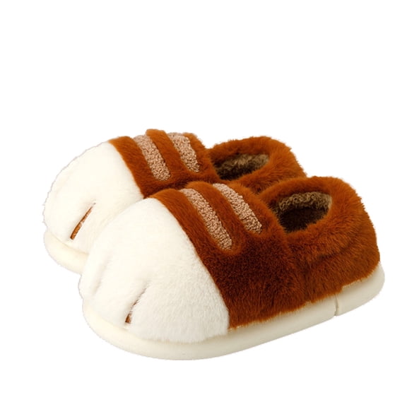 AUXDIQ Cat Paw Slippers for Women Men Plush Enclosed Back House Slippers Soft & Cute