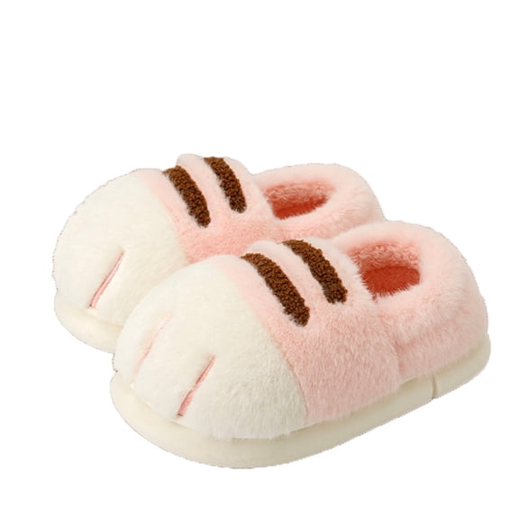 AUXDIQ Cat Paw Slippers for Women Men Plush Enclosed Back House Slippers Soft & Cute