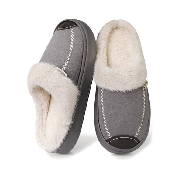 AUXDIQ Faux Suede Slippers for Men Women Winter Cozy Non-Slip House Shoes