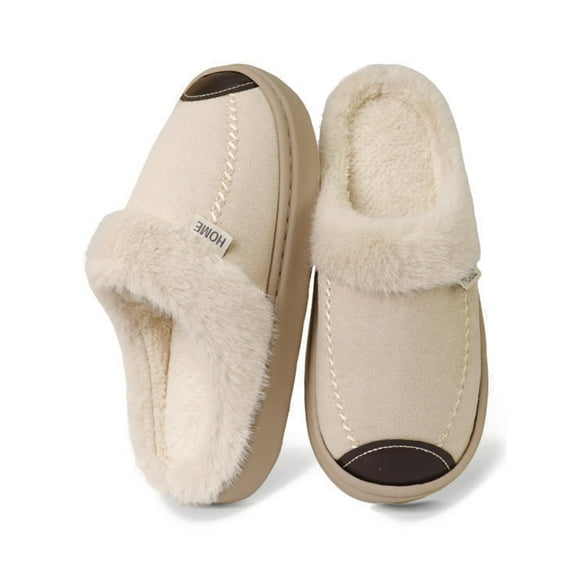 AUXDIQ Faux Suede Slippers for Men Women Winter Cozy Non-Slip House Shoes