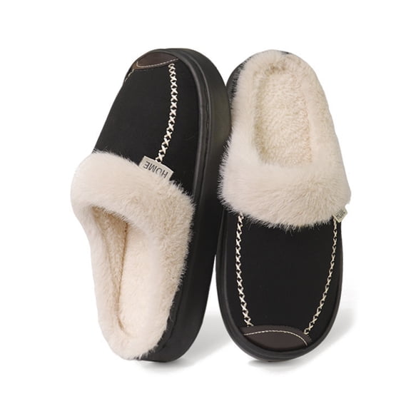 AUXDIQ Faux Suede Slippers for Men Women Winter Cozy Non-Slip House Shoes