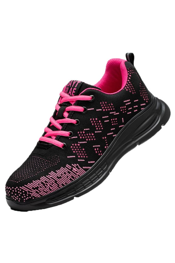 Safety Trainers Women Steel Toe Cap Work Shoes Industrial Sneakers Construction Work Boots, Black, 5 US