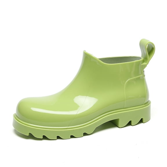 AUXDIQ Short Rain Boots Women Waterproof Ankle Garden Shoess Rubber Chelsea Boots, Green, 8.5 US