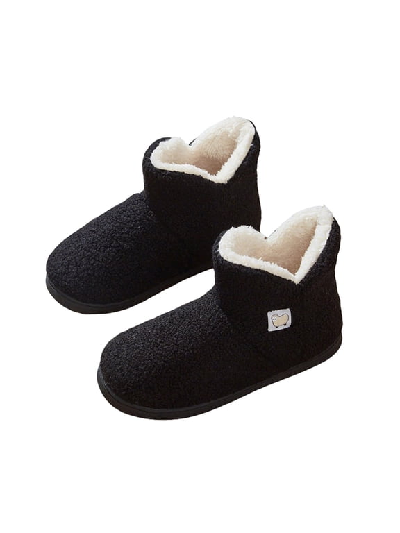 Unisex Plush Ankle Boot Slippers Cozy House Booties for Women Men