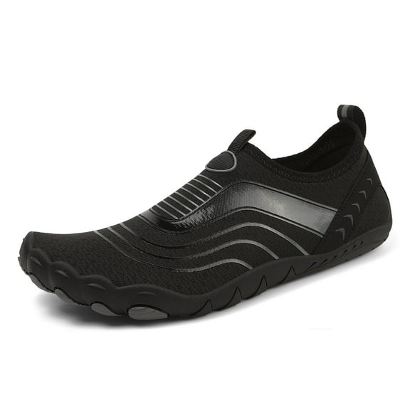 AUXDIQ Water Shoes Women Men Quick Dry Aqua Shoes Barefoot Beach Swim Shoes, Black, 4.5 US
