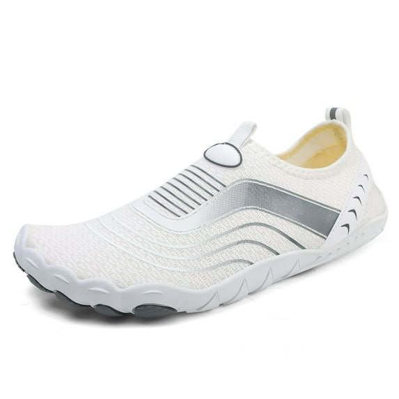 AUXDIQ Water Shoes Women Men Quick Dry Aqua Shoes Barefoot Beach Swim Shoes, White, 9 US