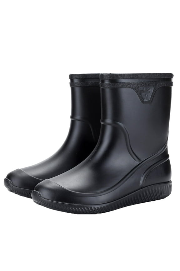 Wellington Boots Men Mid-calf Wellies Waterproof Rain Boots Outdoor Garden Shoes