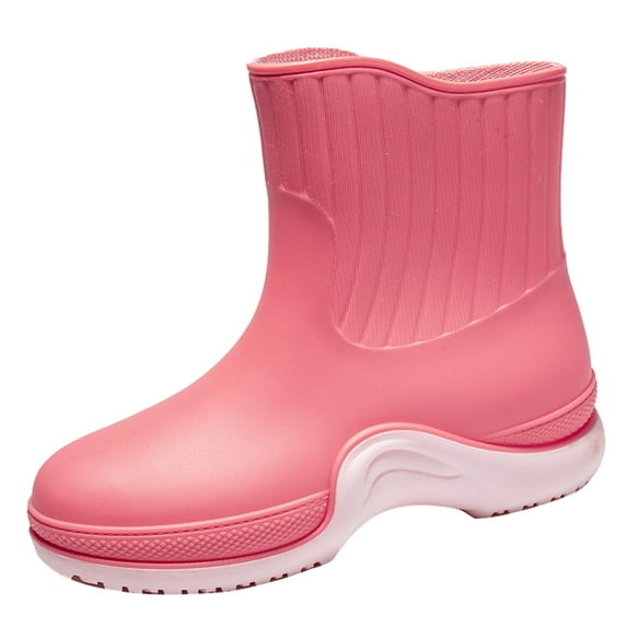 AUXDIQ Wellington Boots Women Mid-calf Wellies Waterproof Rain Boots Outdoor Garden Shoes Pink 5 UK