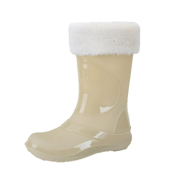 AUXDIQ Wellington Boots Women Mid-calf Wellies Waterproof Rain Boots Outdoor Garden Shoes