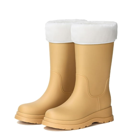 AUXDIQ Wellington Boots Women Mid-calf Wellies Waterproof Rain Boots Outdoor Garden Shoes