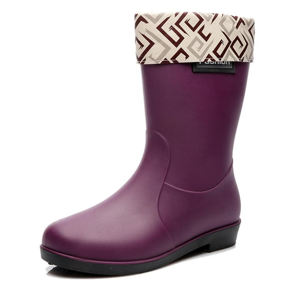AUXDIQ Wellington Boots Women Mid-calf Wellies Waterproof Rain Boots Outdoor Garden Shoes