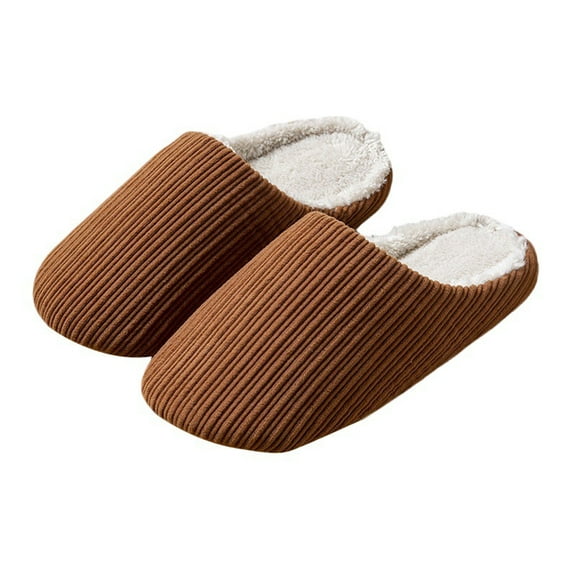 AUXDIQ Women Men Comfort House Slippers Warm Home Shoes Anti-Skid Slippers Outdoor Indoor, Brown, 9/10 US