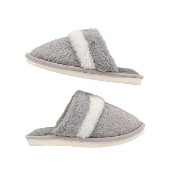 AUXDIQ Women Men Comfort House Slippers Warm Home Shoes Anti-Skid Slippers Outdoor Indoor, Grey, 11/12 US