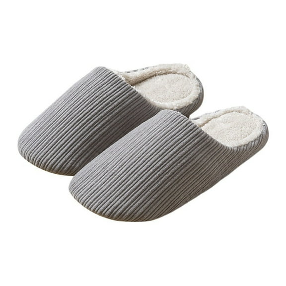 AUXDIQ Women Men Comfort House Slippers Warm Home Shoes Anti-Skid Slippers Outdoor Indoor, Grey, 9/10 US
