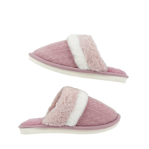 AUXDIQ Women Men Comfort House Slippers Warm Home Shoes Anti-Skid Slippers Outdoor Indoor, Pink, 11/12 US