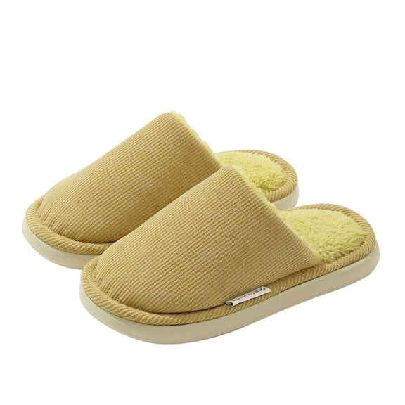 AUXDIQ Women Men Comfort House Slippers Warm Home Shoes Striped Fluffy Slides