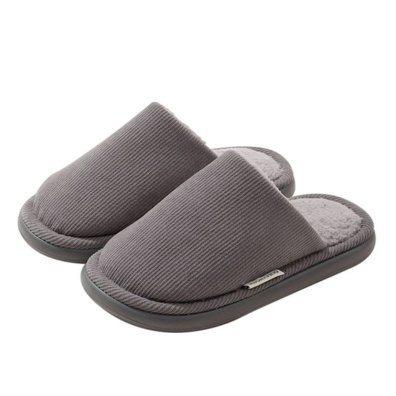 AUXDIQ Women Men Comfort House Slippers Warm Home Shoes Striped Fluffy Slides