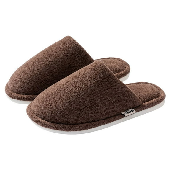 AUXDIQ Women Men Comfortable Fleece Winter Slippers Warm Slip-on House Shoes Indoor Outdoor, Brown, 11/12 US