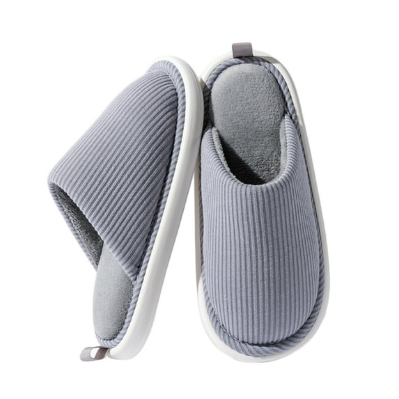 AUXDIQ Women Men Comfortable Fleece Winter Slippers Warm Slip-on House Shoes Indoor Outdoor, Grey, 13/14 US