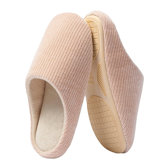 AUXDIQ Women Men Comfortable Fleece Winter Slippers Warm Slip-on House Shoes Indoor Outdoor, Pink, 11/12 US