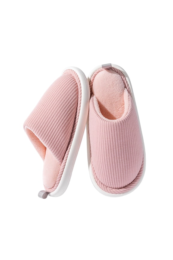 Women Men Comfortable Fleece Winter Slippers Warm Slip-on House Shoes Indoor Outdoor, Pink, 7/8 US