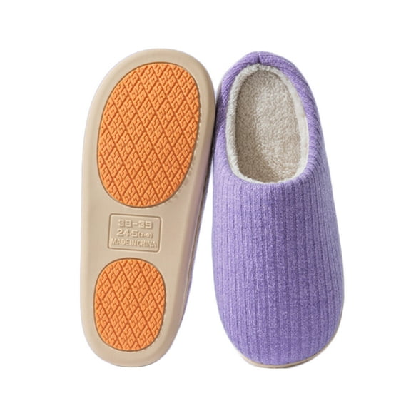 AUXDIQ Women Men Comfortable Fleece Winter Slippers Warm Slip-on House Shoes Indoor Outdoor, Violet, 5/6 US
