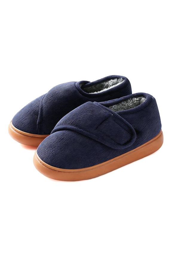 Women Men Winter Bootie Slippers Adjustable House Shoes Indoor Outdoor, Blue, 12/13 US