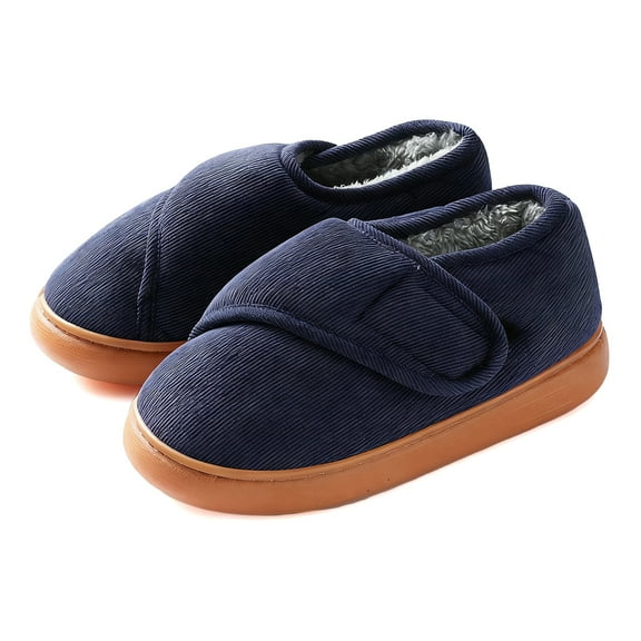AUXDIQ Women Men Winter Bootie Slippers Adjustable House Shoes Indoor Outdoor, Blue, 6/7 US