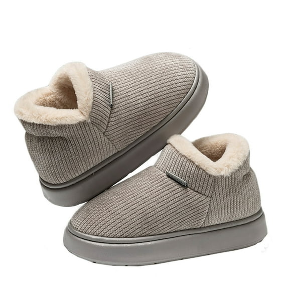 AUXDIQ Women Men Winter Boots Slippers Home Warm Fleece Booties Slipper Anti Slip House Shoes Indoor Outdoor