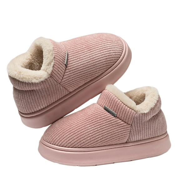 AUXDIQ Women Men Winter Boots Slippers Home Warm Fleece Booties Slipper Anti Slip House Shoes Indoor Outdoor